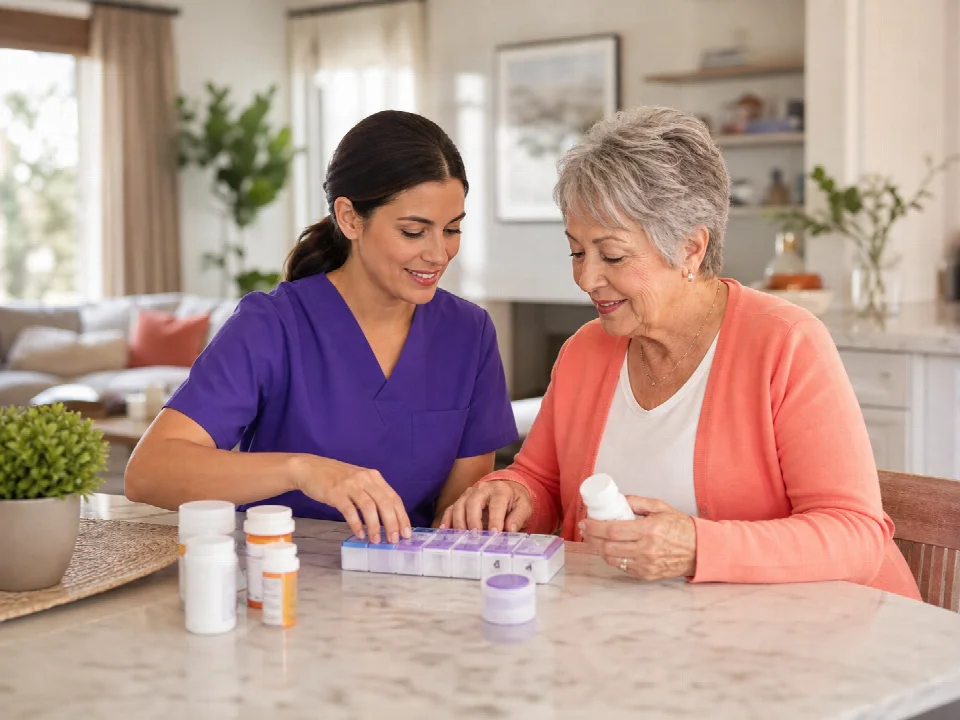 Clinician reviewing medications with a patient