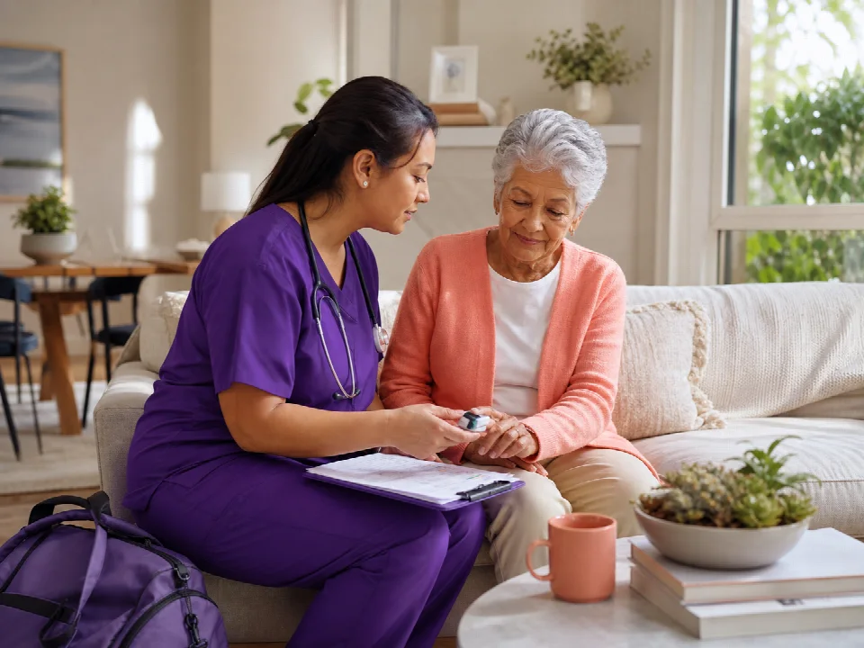 Clinician monitoring a patient after hospitalization